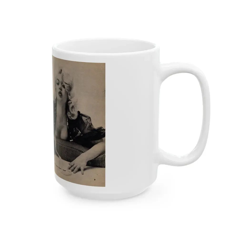 Jayne Mansfield #282 - JAYNE Pocket Magazine Pages 8 & 9 (Vintage Female Icon) White Coffee Mug - Go Mug Yourself