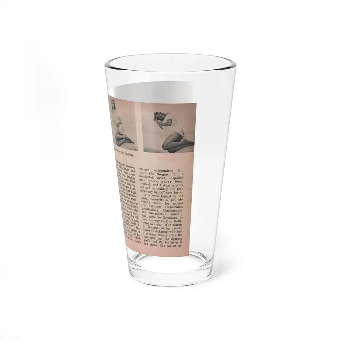 Jayne Mansfield #285 - JAYNE Pocket Magazine Pages 14 & 15 (Vintage Female Icon) Pint Glass 16oz - Go Mug Yourself