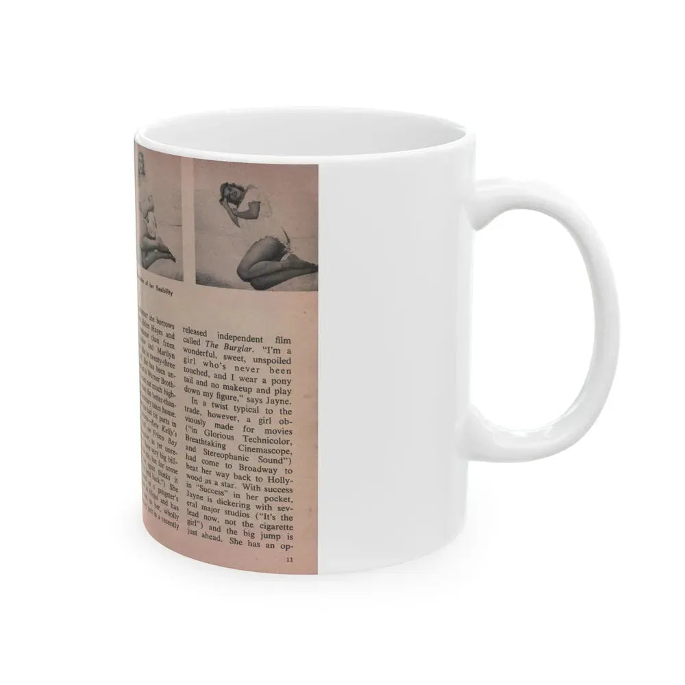 Jayne Mansfield #285 - JAYNE Pocket Magazine Pages 14 & 15 (Vintage Female Icon) White Coffee Mug - Go Mug Yourself