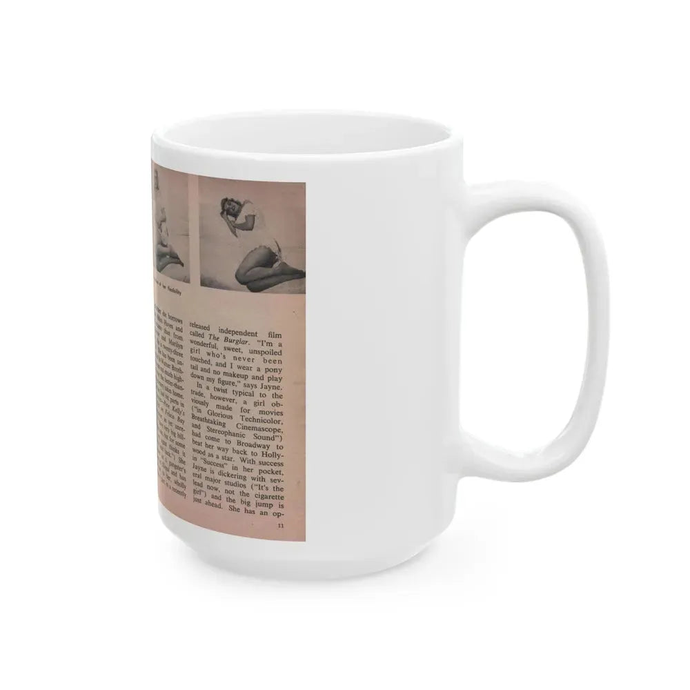 Jayne Mansfield #285 - JAYNE Pocket Magazine Pages 14 & 15 (Vintage Female Icon) White Coffee Mug - Go Mug Yourself