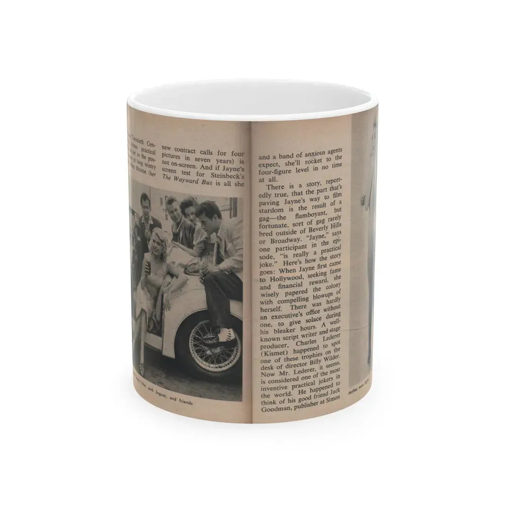 Jayne Mansfield #286 - JAYNE Pocket Magazine Pages 16 & 17 (Vintage Female Icon) White Coffee Mug 11oz - Go Mug Yourself