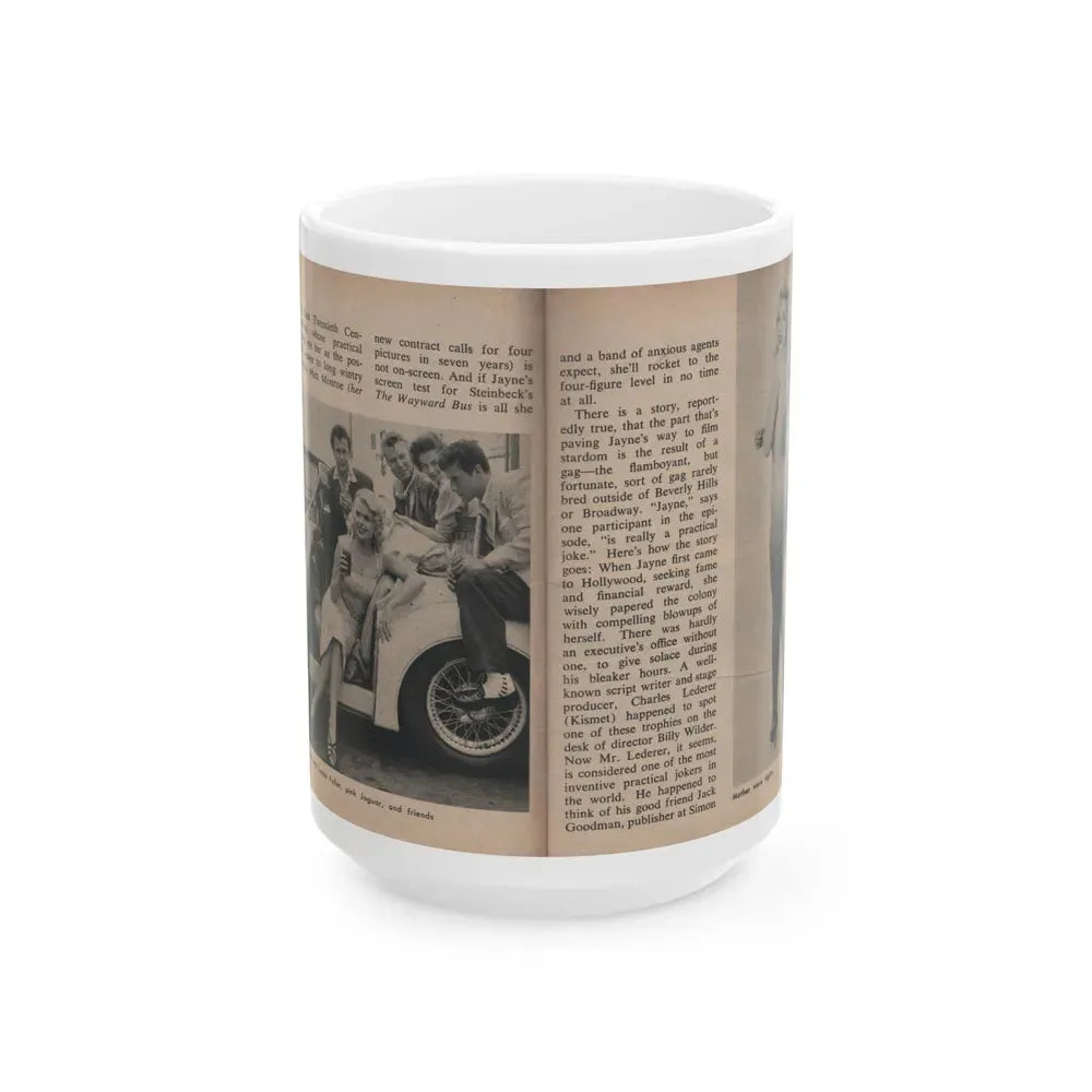 Jayne Mansfield #286 - JAYNE Pocket Magazine Pages 16 & 17 (Vintage Female Icon) White Coffee Mug 15oz - Go Mug Yourself