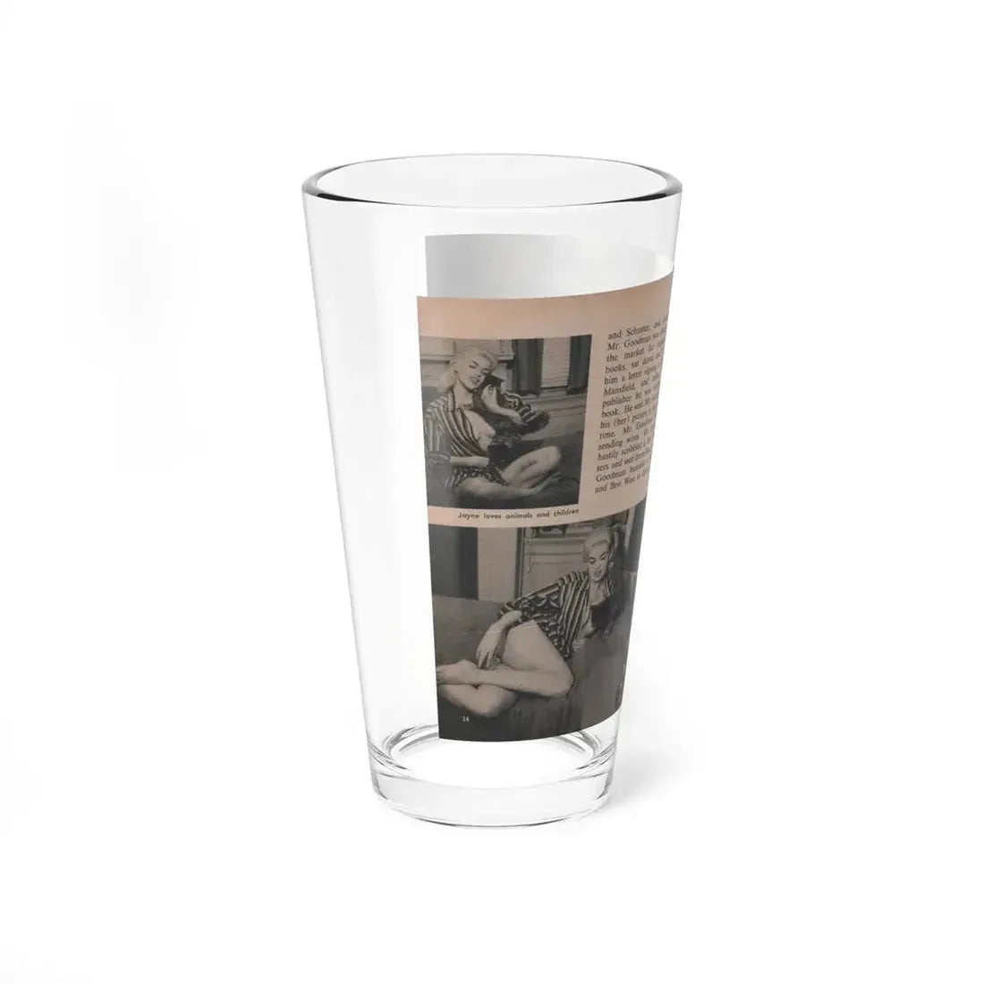 Jayne Mansfield #287 - JAYNE Pocket Magazine Pages 18 & 19 (Vintage Female Icon) Pint Glass 16oz - Go Mug Yourself
