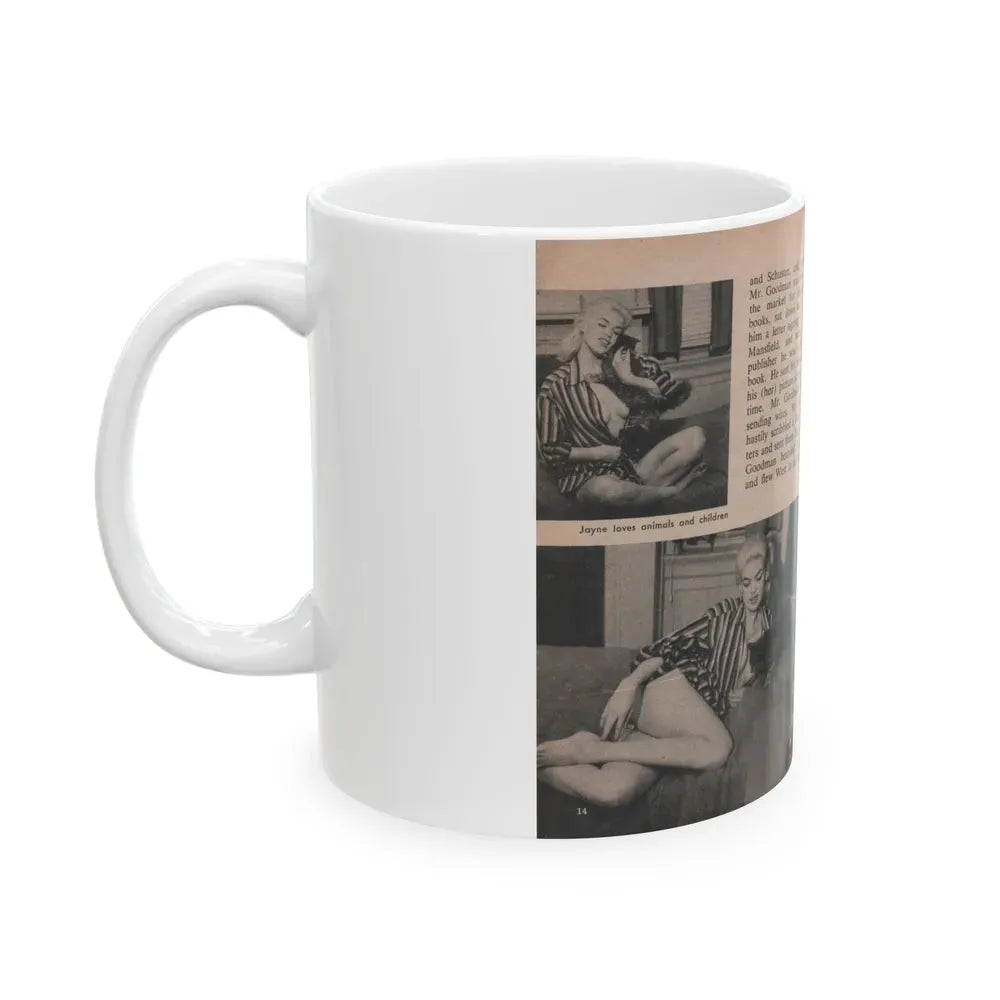 Jayne Mansfield #287 - JAYNE Pocket Magazine Pages 18 & 19 (Vintage Female Icon) White Coffee Mug - Go Mug Yourself