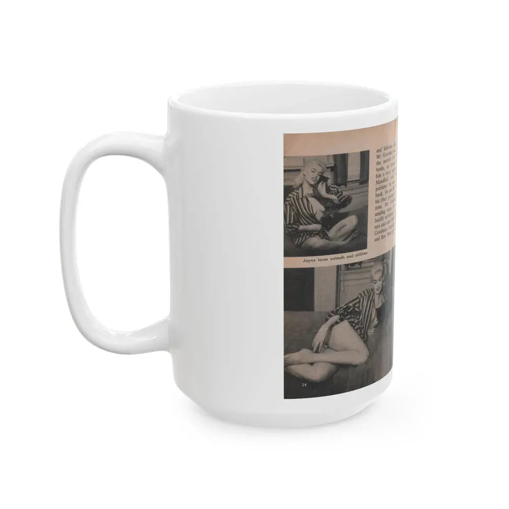 Jayne Mansfield #287 - JAYNE Pocket Magazine Pages 18 & 19 (Vintage Female Icon) White Coffee Mug - Go Mug Yourself