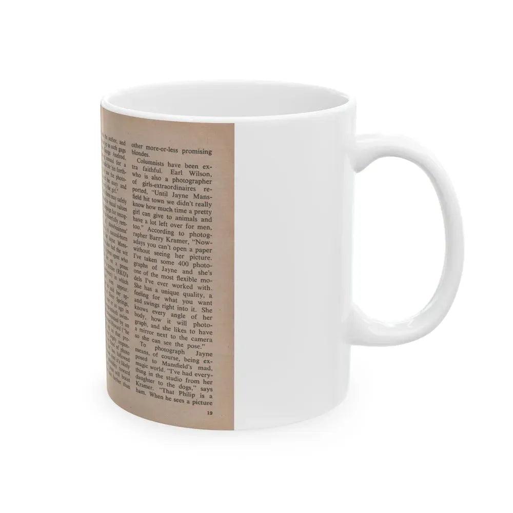 Jayne Mansfield #289 - JAYNE Pocket Magazine Pages 22 & 23 (Vintage Female Icon) White Coffee Mug - Go Mug Yourself