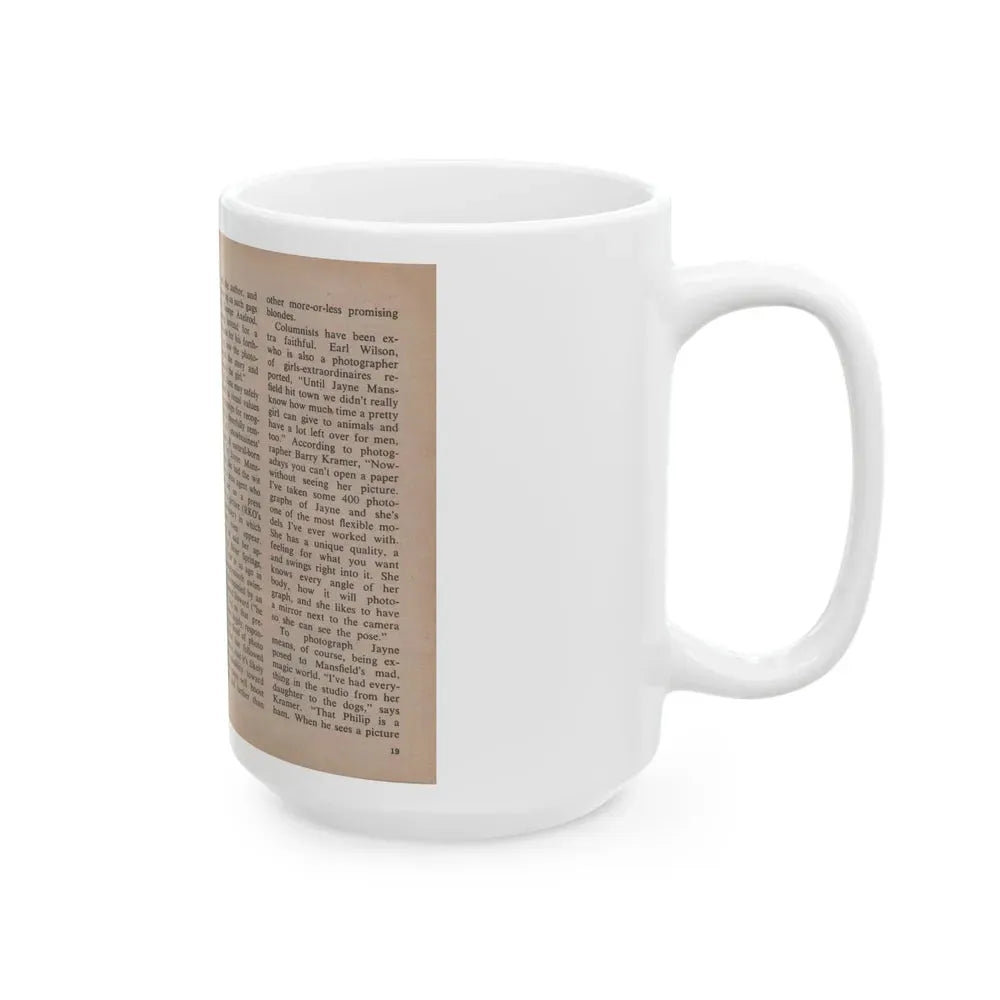Jayne Mansfield #289 - JAYNE Pocket Magazine Pages 22 & 23 (Vintage Female Icon) White Coffee Mug - Go Mug Yourself