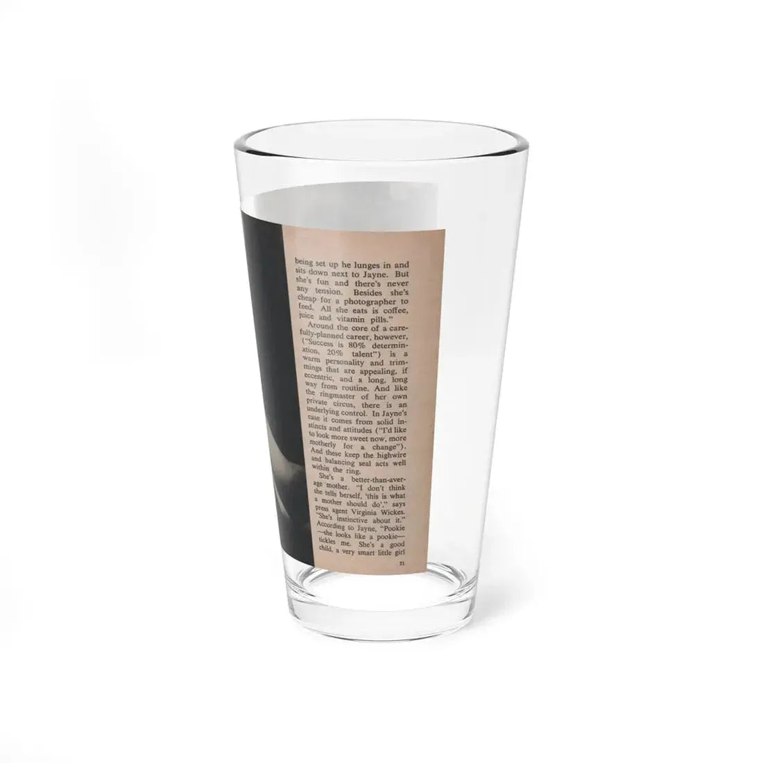 Jayne Mansfield #290 - JAYNE Pocket Magazine Pages 24 & 25 (Vintage Female Icon) Pint Glass 16oz - Go Mug Yourself