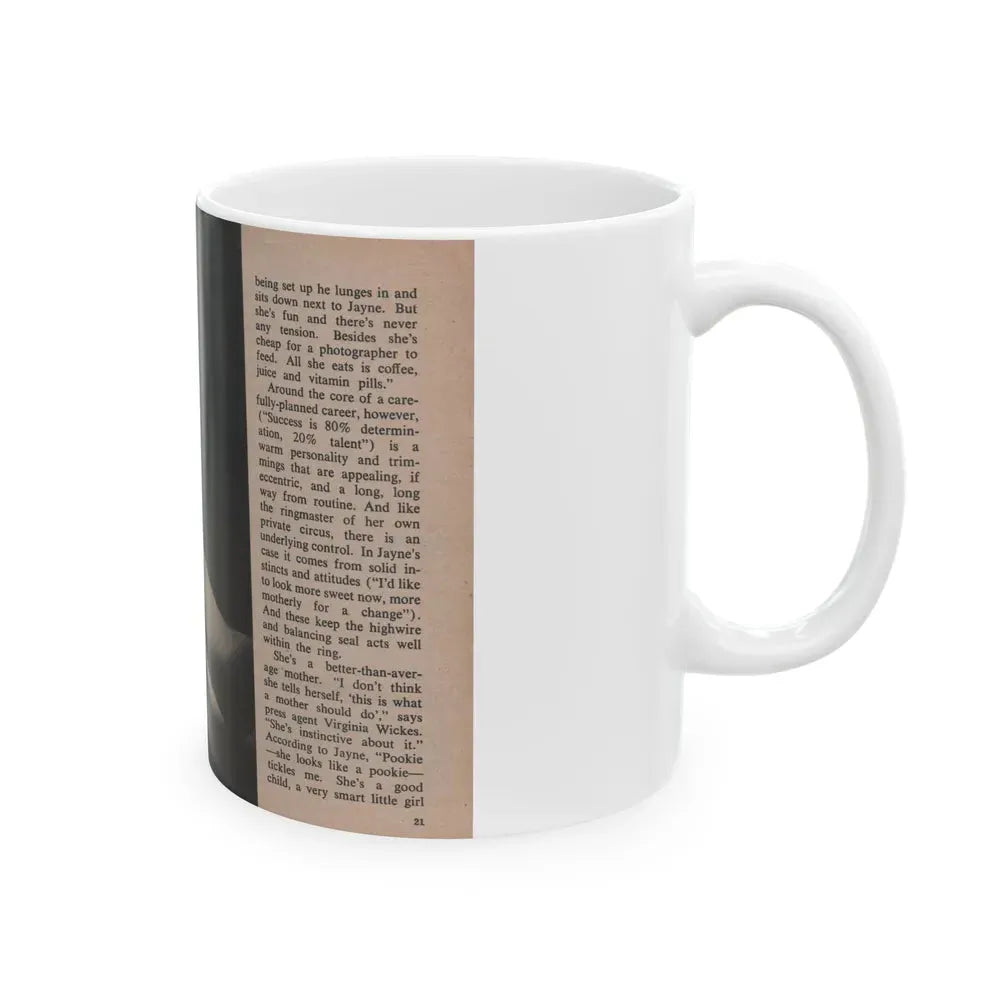 Jayne Mansfield #290 - JAYNE Pocket Magazine Pages 24 & 25 (Vintage Female Icon) White Coffee Mug - Go Mug Yourself