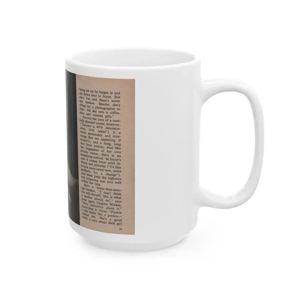 Jayne Mansfield #290 - JAYNE Pocket Magazine Pages 24 & 25 (Vintage Female Icon) White Coffee Mug - Go Mug Yourself