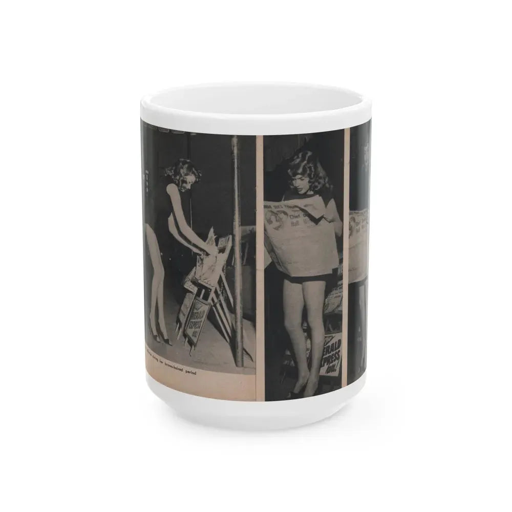 Jayne Mansfield #292 - JAYNE Pocket Magazine Pages 28 & 29 (Vintage Female Icon) White Coffee Mug 15oz - Go Mug Yourself