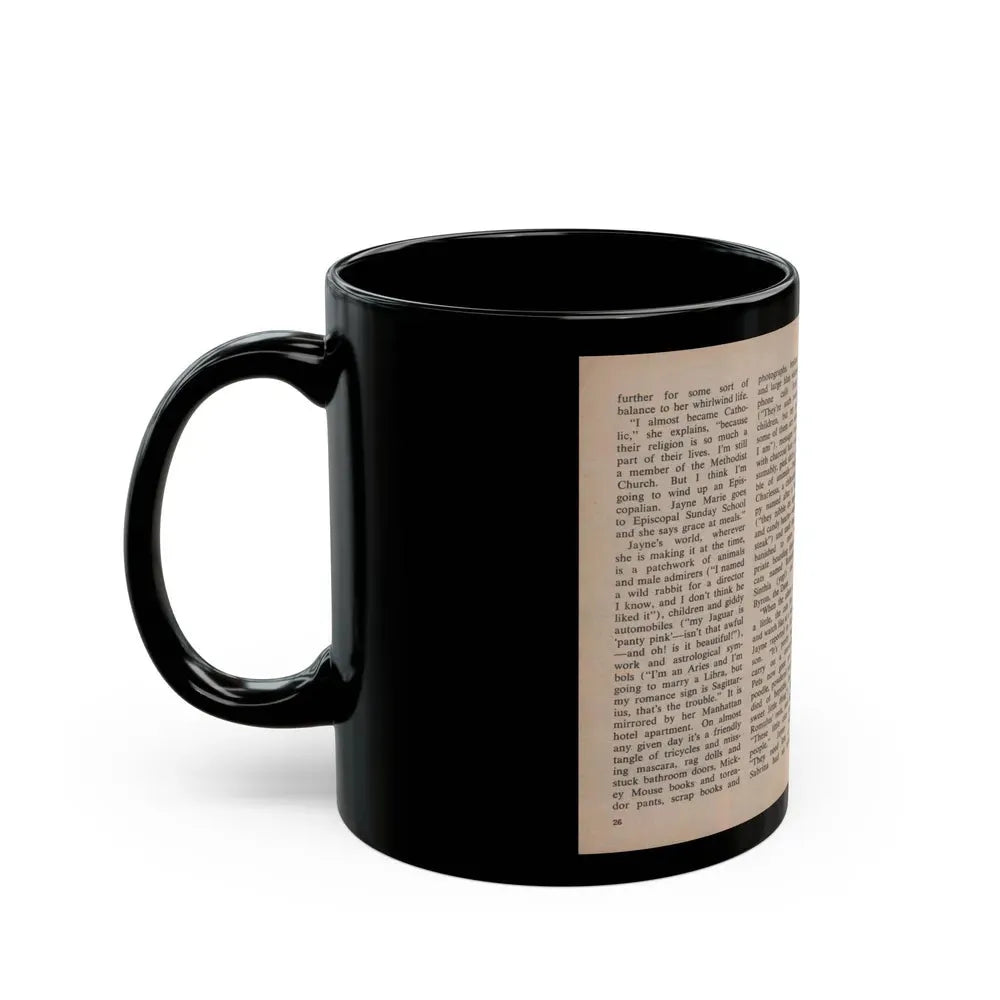 Jayne Mansfield #293 - JAYNE Pocket Magazine Pages 30 & 31 (Vintage Female Icon) Black Coffee Mug - Go Mug Yourself