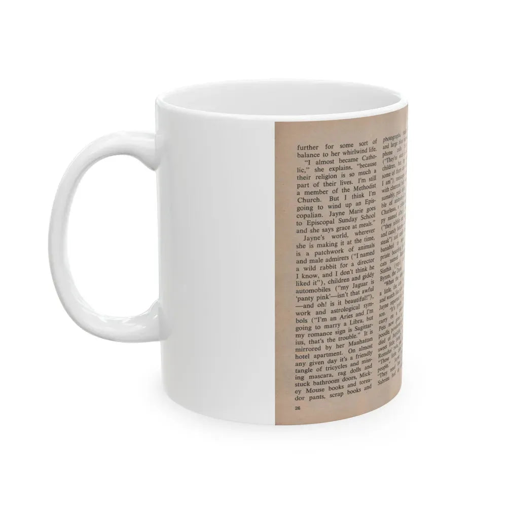 Jayne Mansfield #293 - JAYNE Pocket Magazine Pages 30 & 31 (Vintage Female Icon) White Coffee Mug - Go Mug Yourself