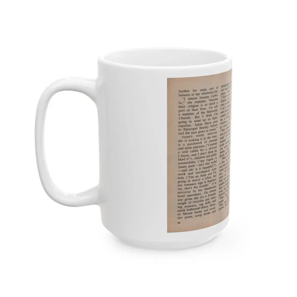 Jayne Mansfield #293 - JAYNE Pocket Magazine Pages 30 & 31 (Vintage Female Icon) White Coffee Mug - Go Mug Yourself