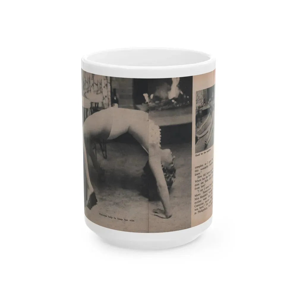 Jayne Mansfield #294 - JAYNE Pocket Magazine Pages 32 & 33 (Vintage Female Icon) White Coffee Mug 15oz - Go Mug Yourself