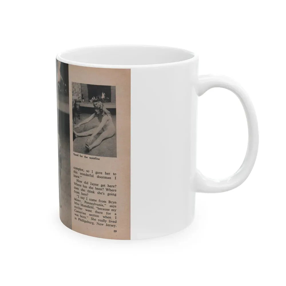 Jayne Mansfield #294 - JAYNE Pocket Magazine Pages 32 & 33 (Vintage Female Icon) White Coffee Mug - Go Mug Yourself