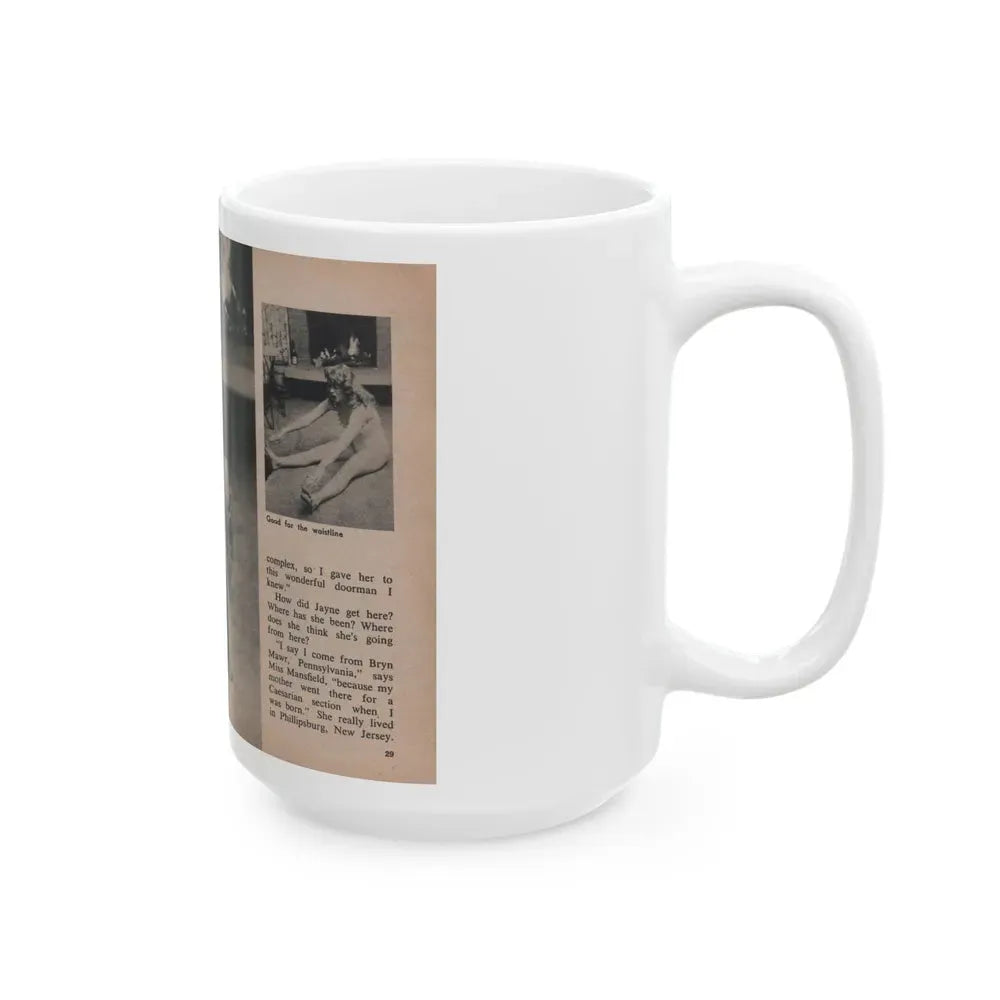 Jayne Mansfield #294 - JAYNE Pocket Magazine Pages 32 & 33 (Vintage Female Icon) White Coffee Mug - Go Mug Yourself