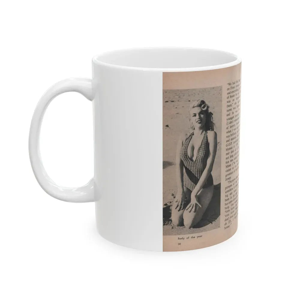 Jayne Mansfield #295 - JAYNE Pocket Magazine Pages 34 & 35 (Vintage Female Icon) White Coffee Mug - Go Mug Yourself