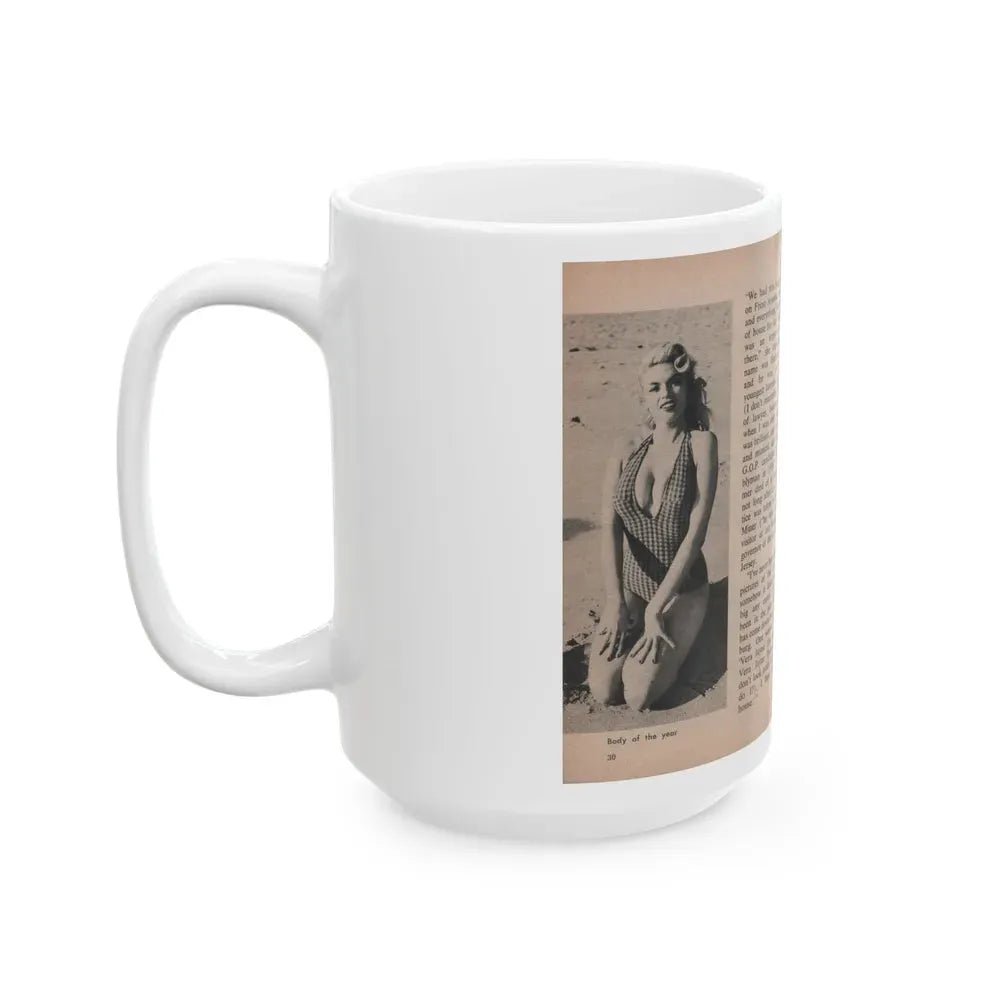 Jayne Mansfield #295 - JAYNE Pocket Magazine Pages 34 & 35 (Vintage Female Icon) White Coffee Mug - Go Mug Yourself