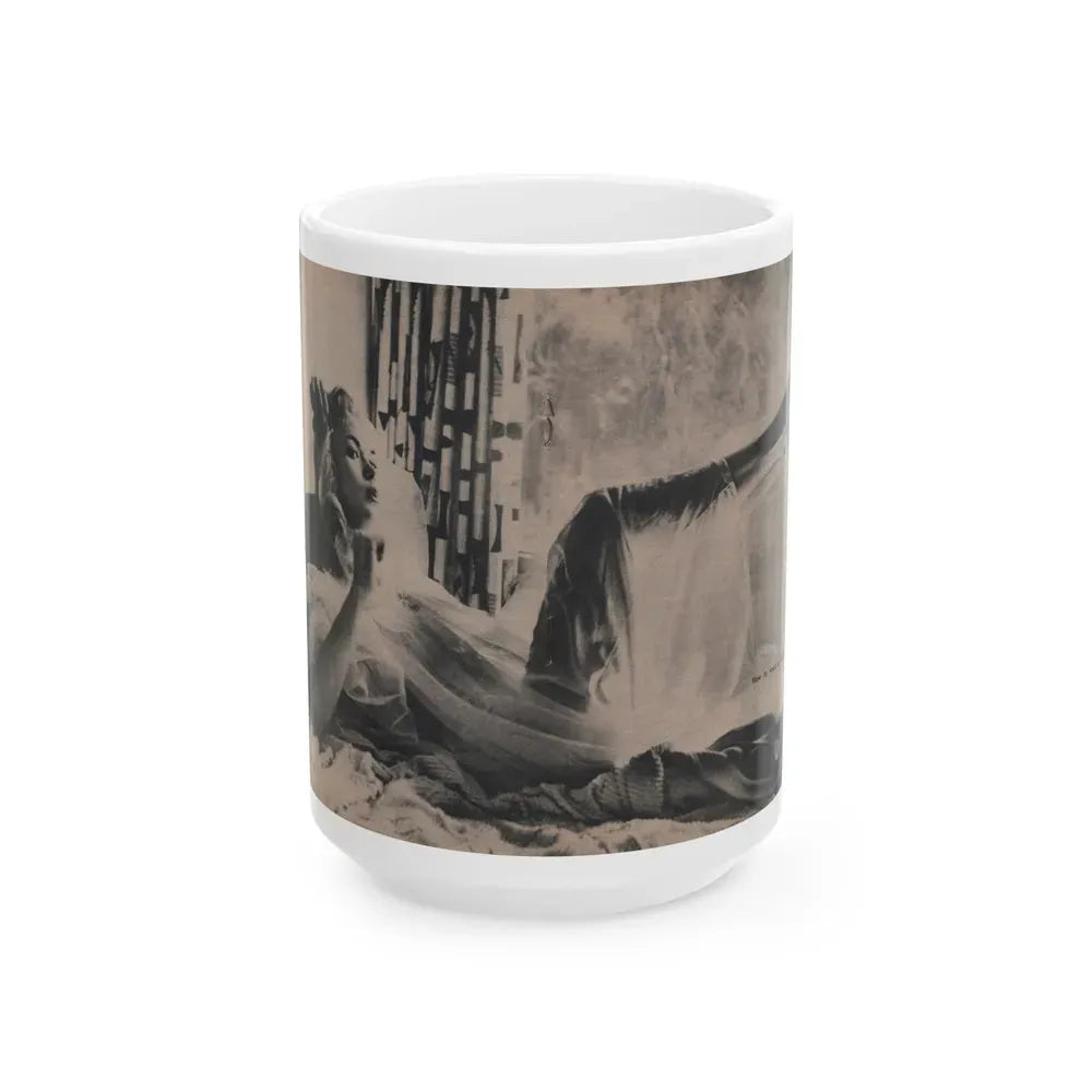Jayne Mansfield #296 - JAYNE Pocket Magazine Pages 36 & 37 (Vintage Female Icon) White Coffee Mug 15oz - Go Mug Yourself