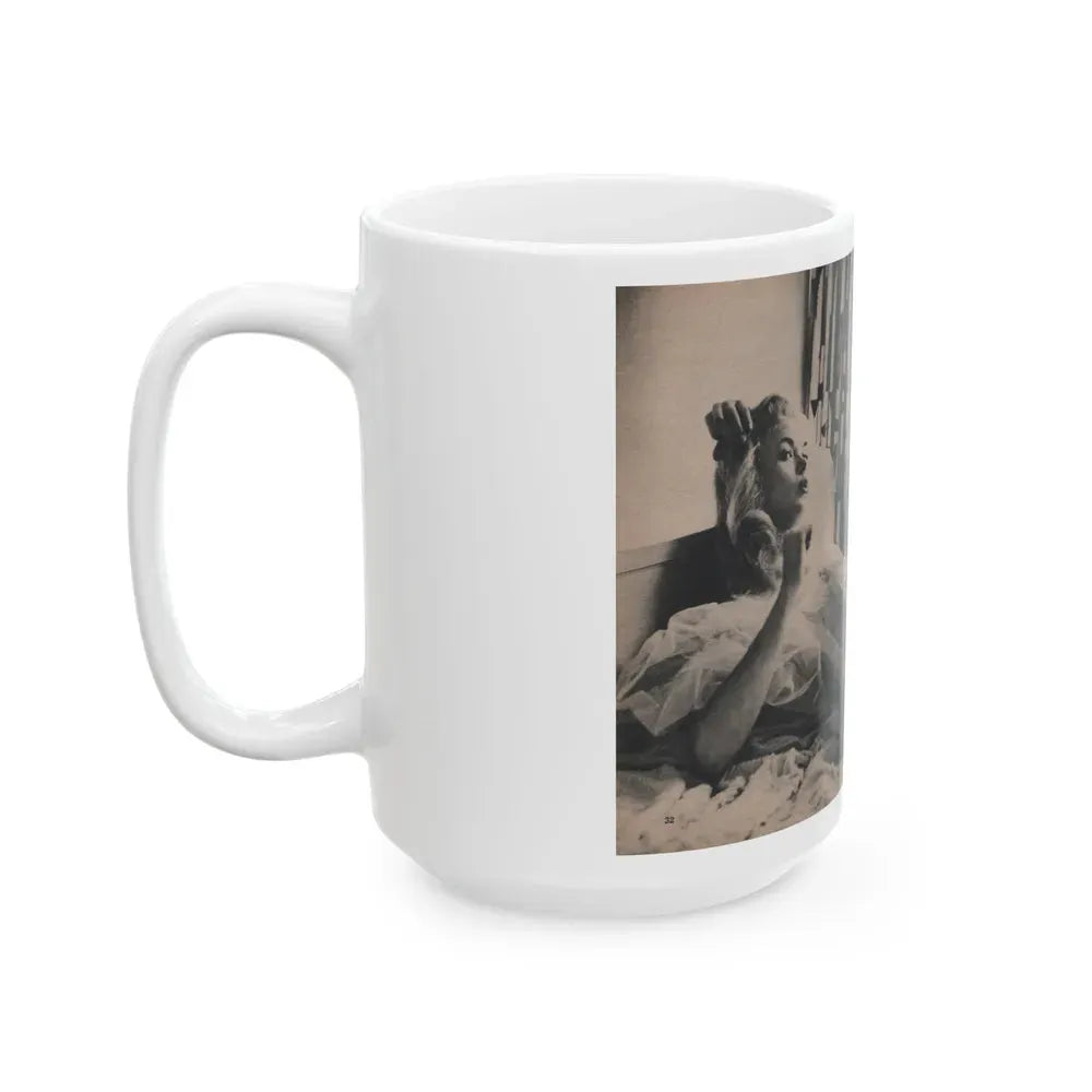 Jayne Mansfield #296 - JAYNE Pocket Magazine Pages 36 & 37 (Vintage Female Icon) White Coffee Mug - Go Mug Yourself