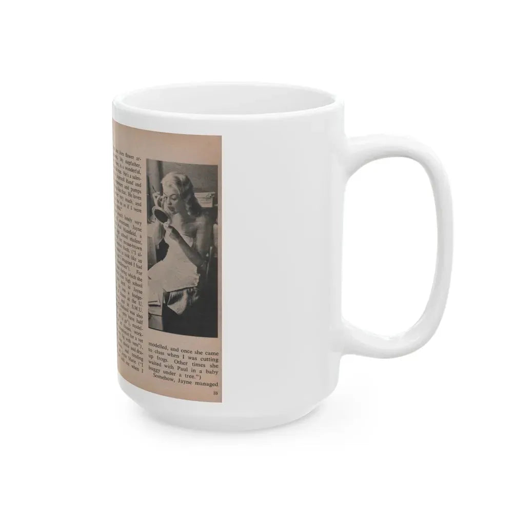 Jayne Mansfield #297 - JAYNE Pocket Magazine Pages 38 & 39 (Vintage Female Icon) White Coffee Mug - Go Mug Yourself