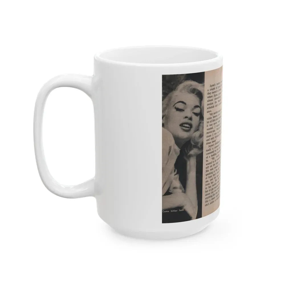 Jayne Mansfield #297 - JAYNE Pocket Magazine Pages 38 & 39 (Vintage Female Icon) White Coffee Mug - Go Mug Yourself