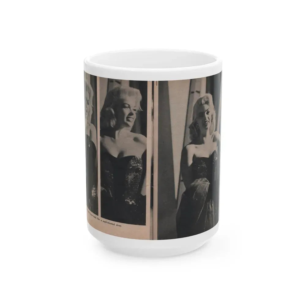 Jayne Mansfield #298 - JAYNE Pocket Magazine Pages 40 & 41 (Vintage Female Icon) White Coffee Mug 15oz - Go Mug Yourself
