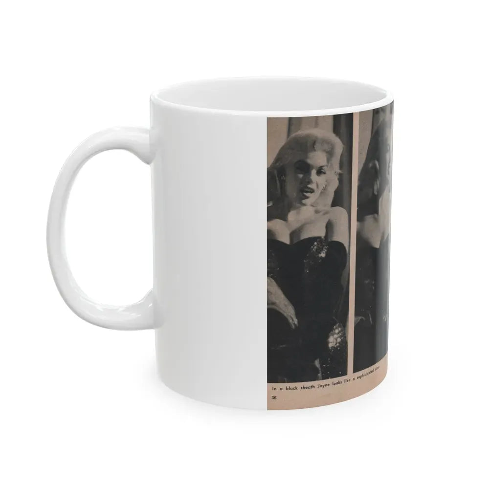 Jayne Mansfield #298 - JAYNE Pocket Magazine Pages 40 & 41 (Vintage Female Icon) White Coffee Mug - Go Mug Yourself