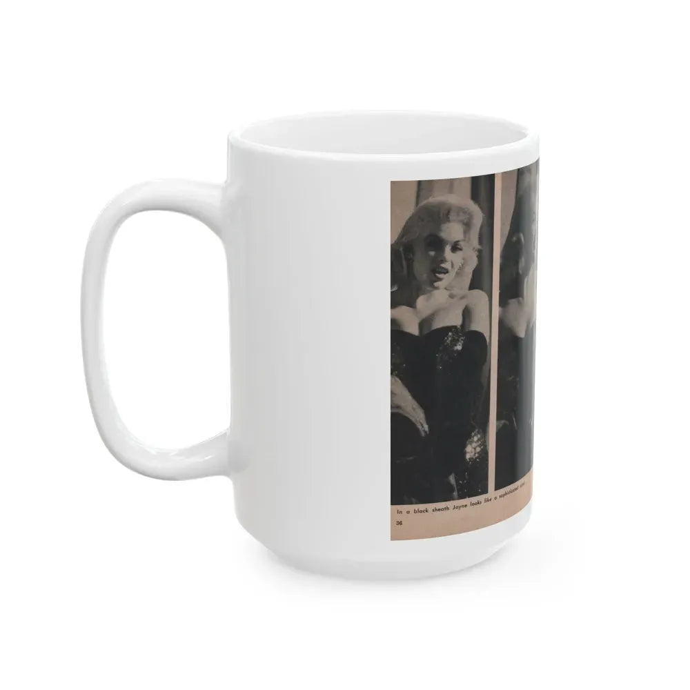 Jayne Mansfield #298 - JAYNE Pocket Magazine Pages 40 & 41 (Vintage Female Icon) White Coffee Mug - Go Mug Yourself