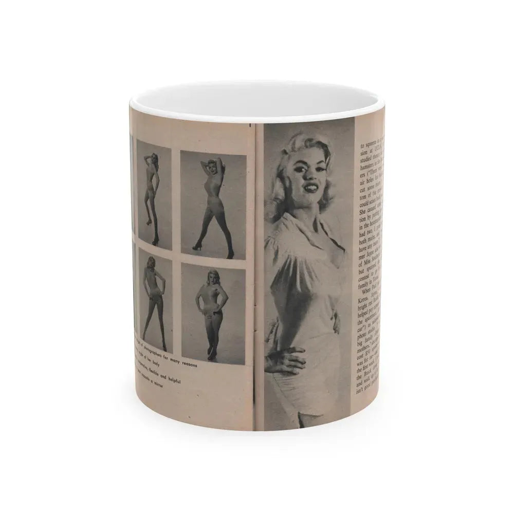 Jayne Mansfield #299 - JAYNE Pocket Magazine Pages 42 & 43 (Vintage Female Icon) White Coffee Mug 11oz - Go Mug Yourself