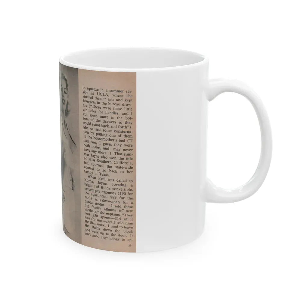 Jayne Mansfield #299 - JAYNE Pocket Magazine Pages 42 & 43 (Vintage Female Icon) White Coffee Mug - Go Mug Yourself