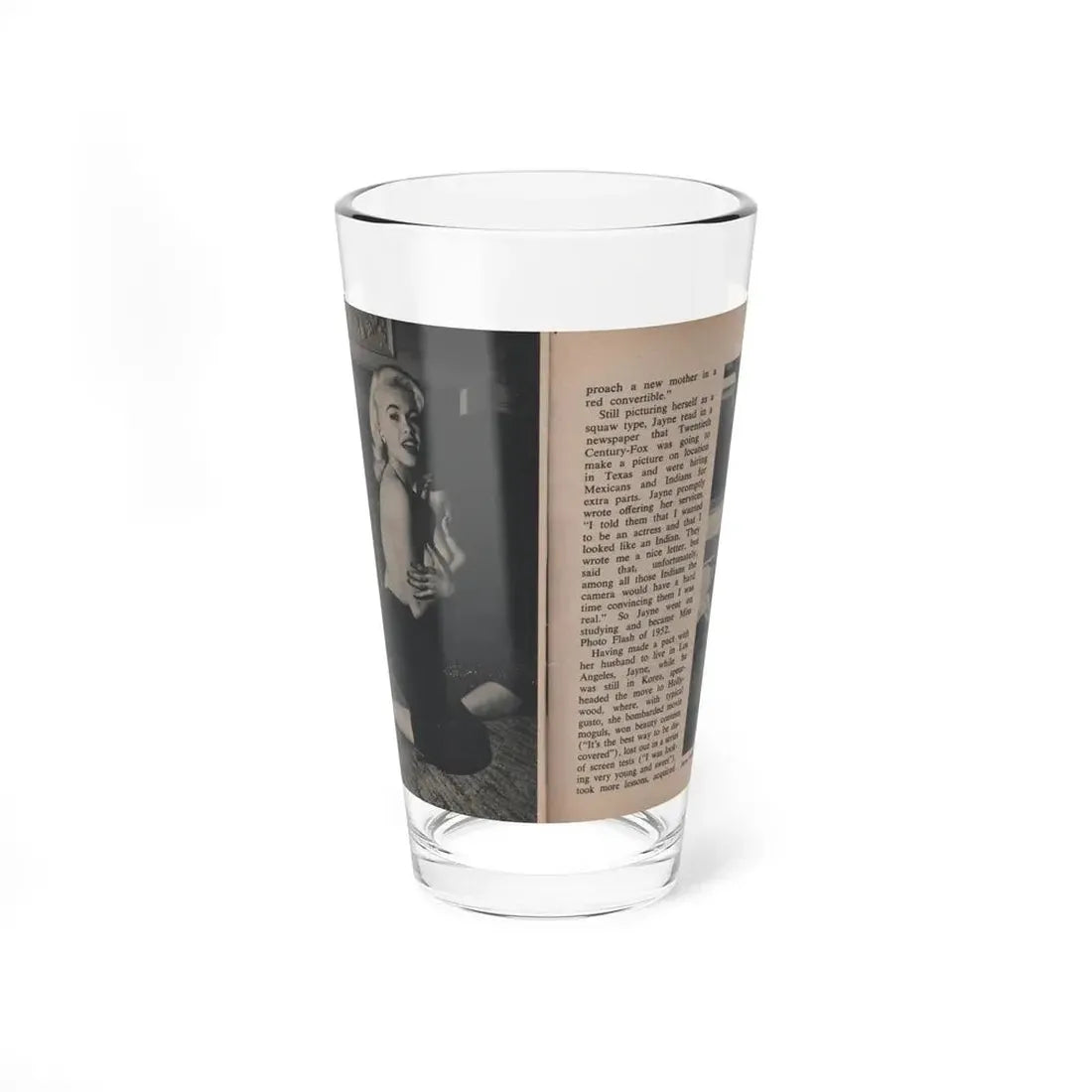 Jayne Mansfield #300 - JAYNE Pocket Magazine Pages 44 & 45 (Vintage Female Icon) Pint Glass 16oz 16oz - Go Mug Yourself