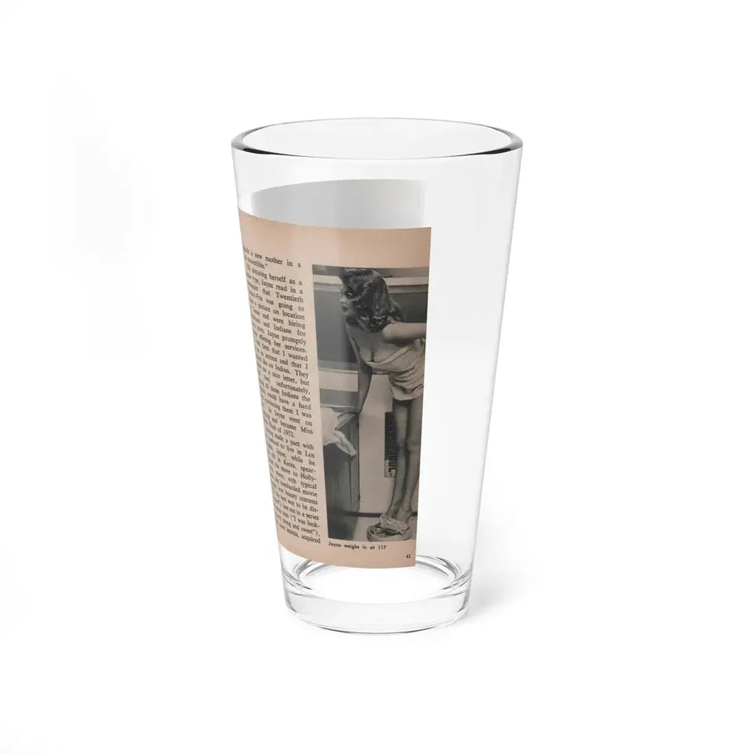 Jayne Mansfield #300 - JAYNE Pocket Magazine Pages 44 & 45 (Vintage Female Icon) Pint Glass 16oz - Go Mug Yourself