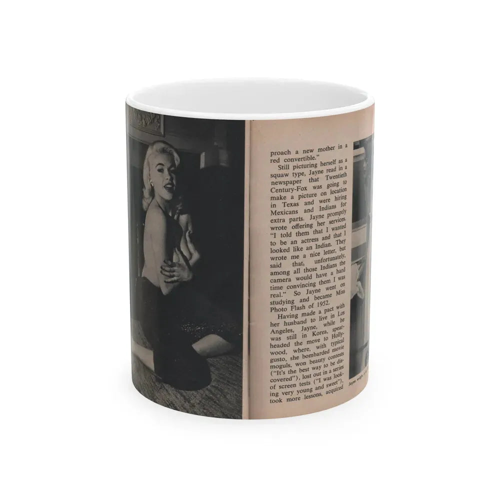 Jayne Mansfield #300 - JAYNE Pocket Magazine Pages 44 & 45 (Vintage Female Icon) White Coffee Mug 11oz - Go Mug Yourself