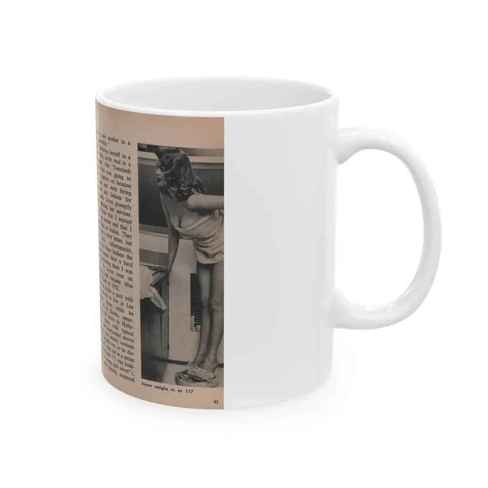 Jayne Mansfield #300 - JAYNE Pocket Magazine Pages 44 & 45 (Vintage Female Icon) White Coffee Mug - Go Mug Yourself
