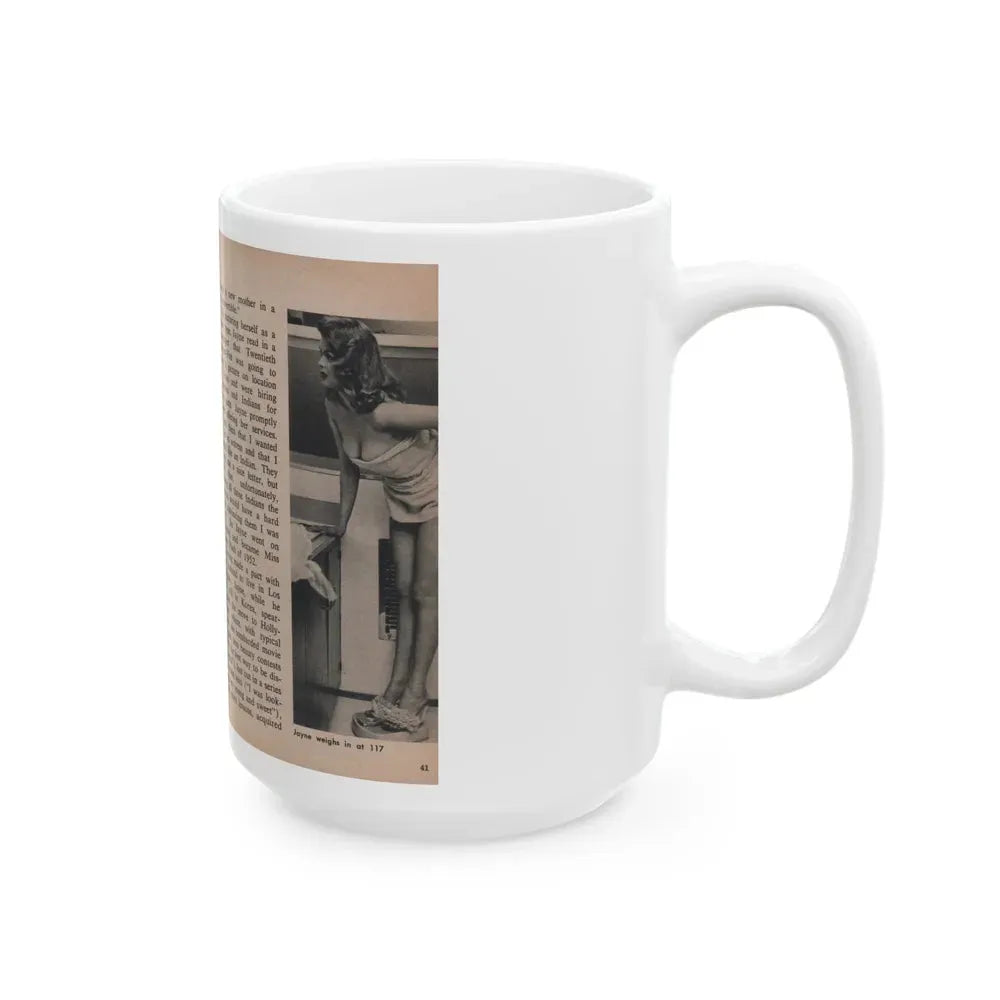 Jayne Mansfield #300 - JAYNE Pocket Magazine Pages 44 & 45 (Vintage Female Icon) White Coffee Mug - Go Mug Yourself
