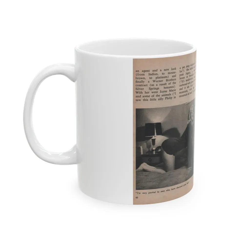 Jayne Mansfield #301 - JAYNE Pocket Magazine Pages 46 & 47 (Vintage Female Icon) White Coffee Mug - Go Mug Yourself