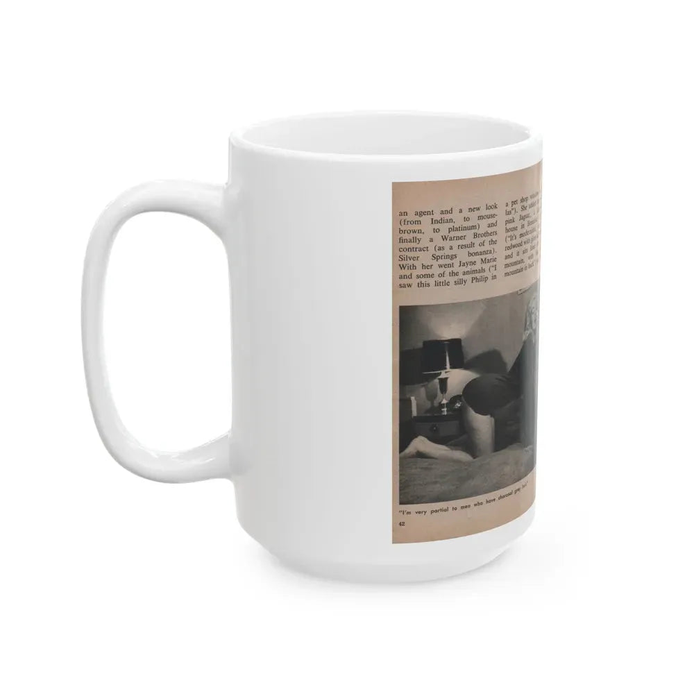 Jayne Mansfield #301 - JAYNE Pocket Magazine Pages 46 & 47 (Vintage Female Icon) White Coffee Mug - Go Mug Yourself