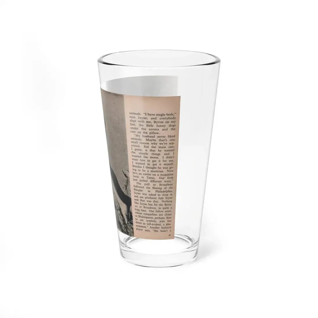 Jayne Mansfield #302 - JAYNE Pocket Magazine Pages 48 & 49 (Vintage Female Icon) Pint Glass 16oz - Go Mug Yourself