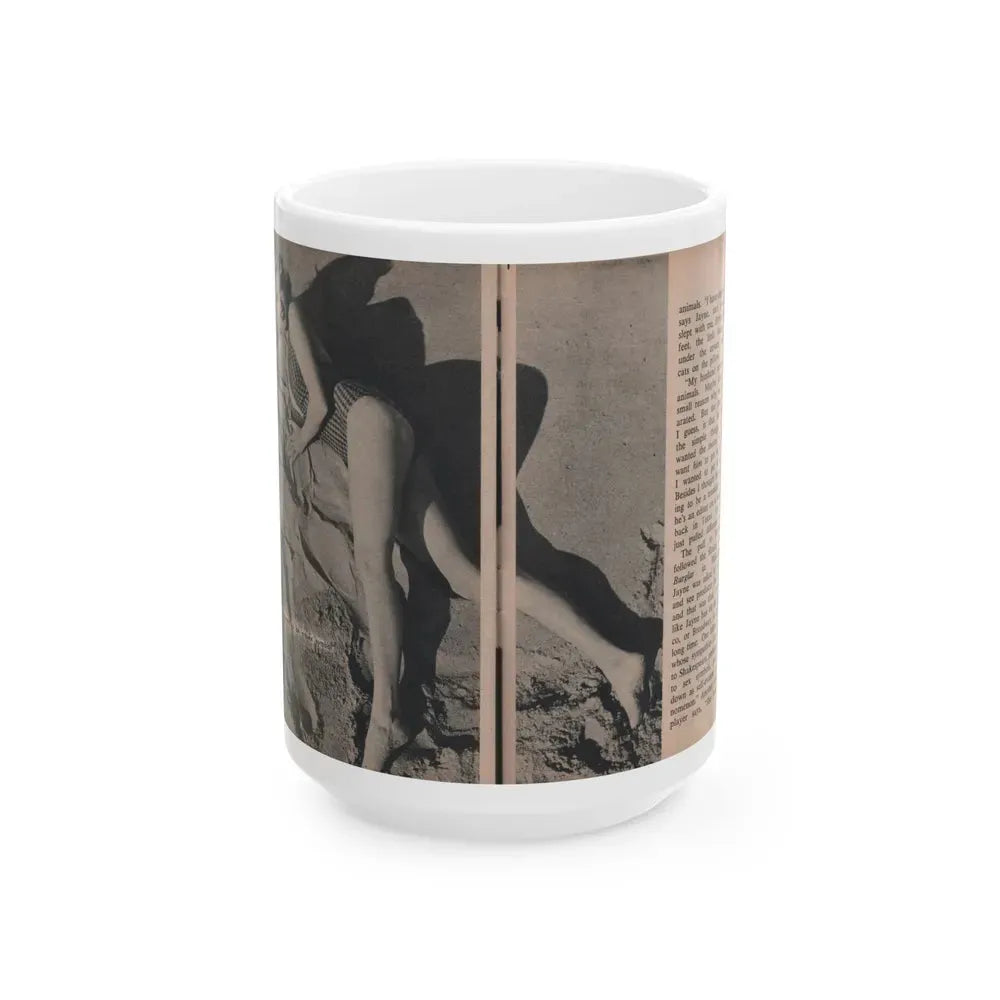 Jayne Mansfield #302 - JAYNE Pocket Magazine Pages 48 & 49 (Vintage Female Icon) White Coffee Mug 15oz - Go Mug Yourself