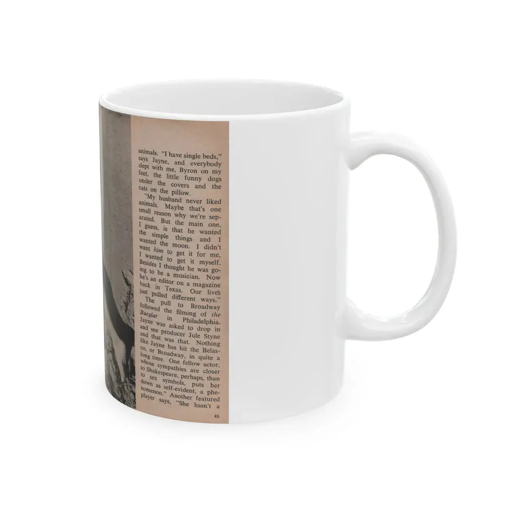 Jayne Mansfield #302 - JAYNE Pocket Magazine Pages 48 & 49 (Vintage Female Icon) White Coffee Mug - Go Mug Yourself