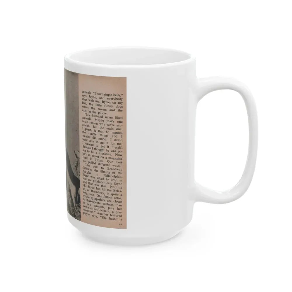 Jayne Mansfield #302 - JAYNE Pocket Magazine Pages 48 & 49 (Vintage Female Icon) White Coffee Mug - Go Mug Yourself