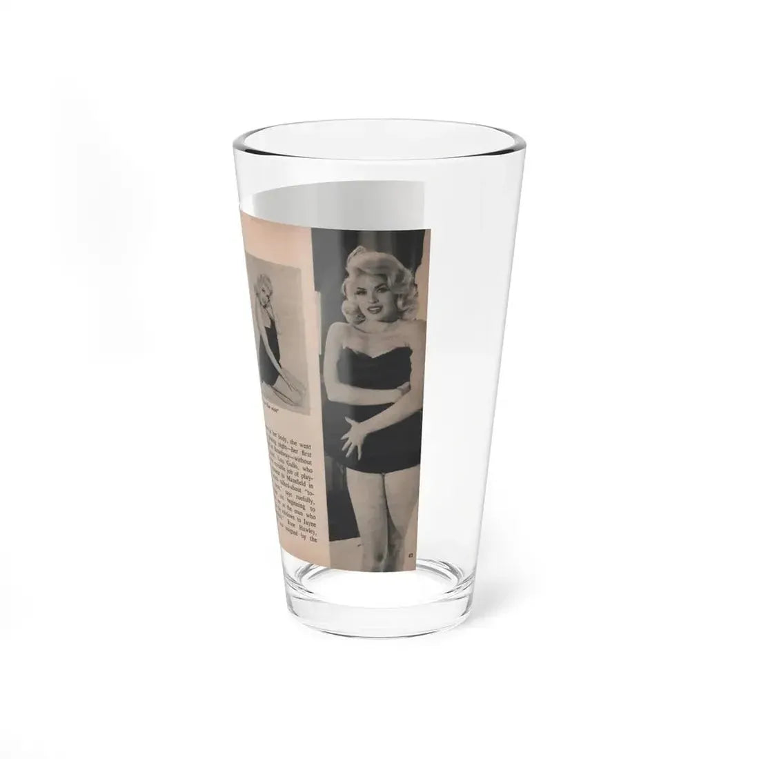 Jayne Mansfield #303 - JAYNE Pocket Magazine Pages 50 & 51 (Vintage Female Icon) Pint Glass 16oz - Go Mug Yourself