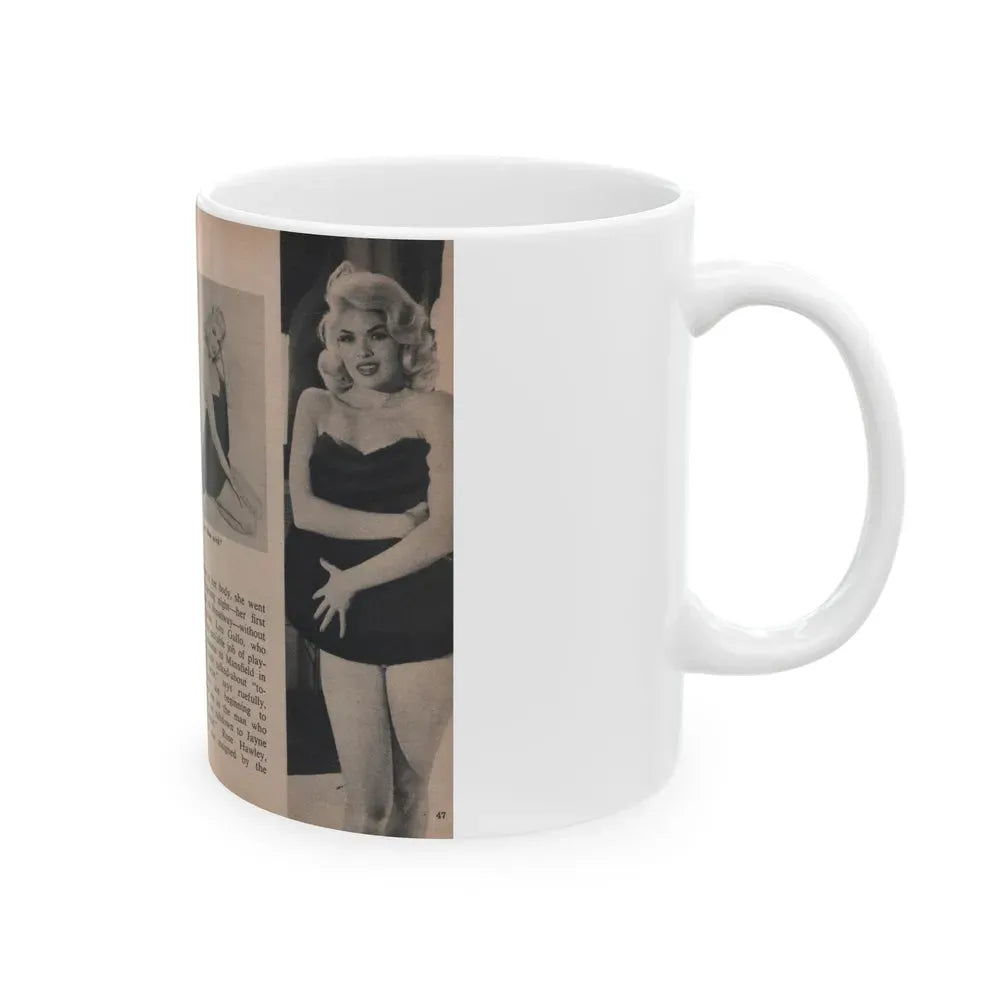Jayne Mansfield #303 - JAYNE Pocket Magazine Pages 50 & 51 (Vintage Female Icon) White Coffee Mug - Go Mug Yourself