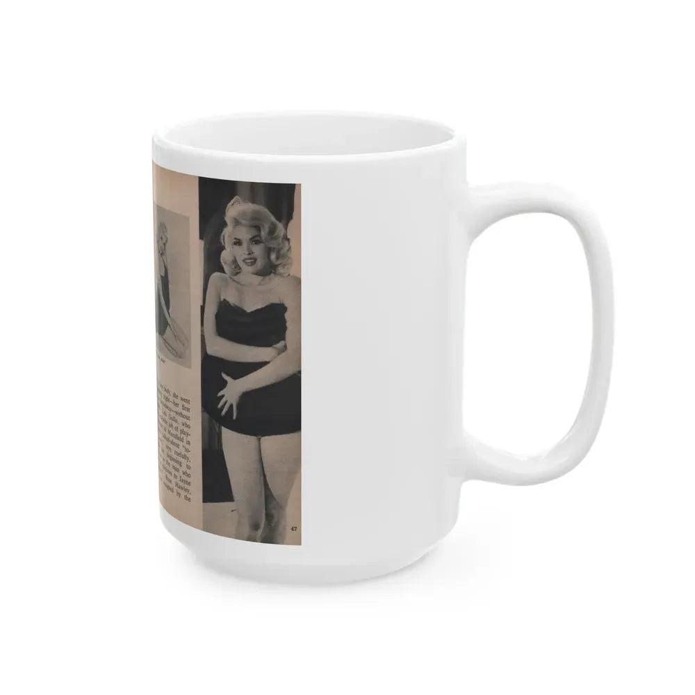 Jayne Mansfield #303 - JAYNE Pocket Magazine Pages 50 & 51 (Vintage Female Icon) White Coffee Mug - Go Mug Yourself
