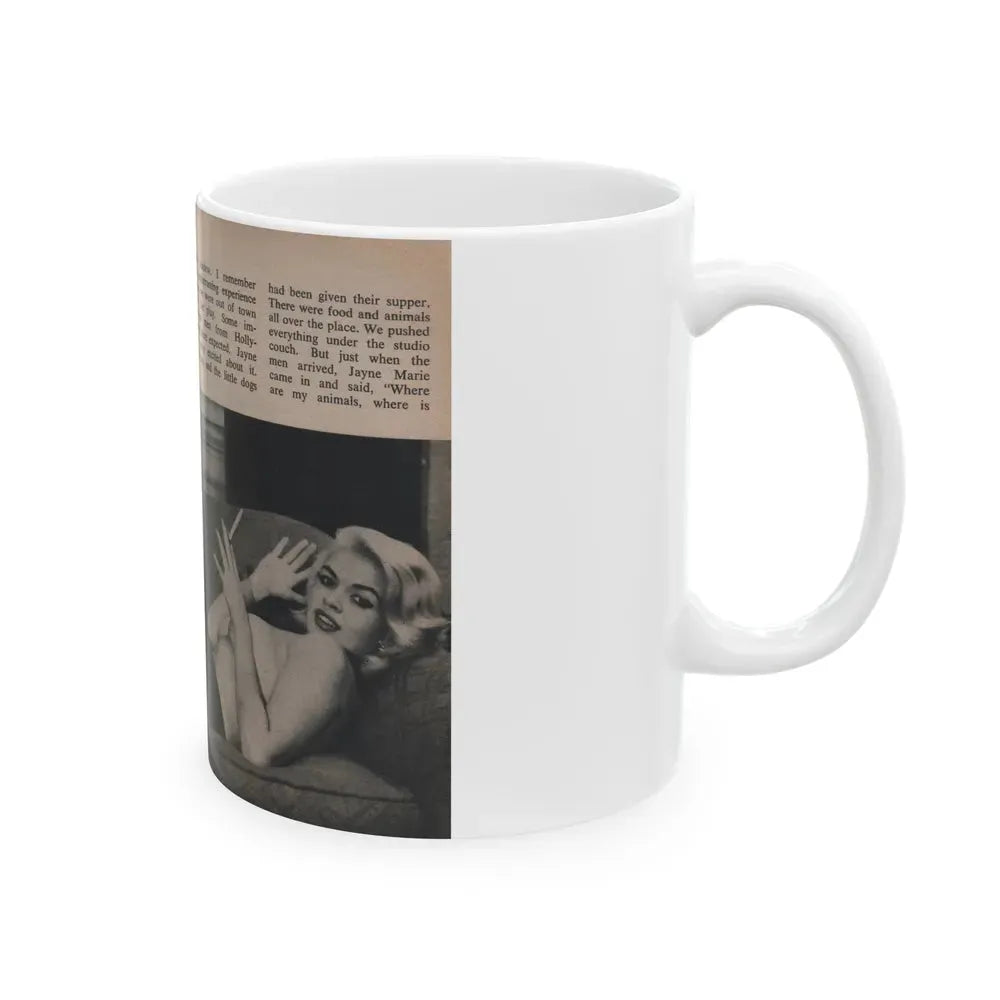 Jayne Mansfield #304 - JAYNE Pocket Magazine Pages 52 & 53 (Vintage Female Icon) White Coffee Mug - Go Mug Yourself