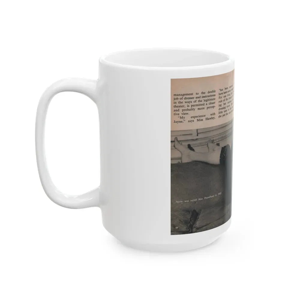 Jayne Mansfield #304 - JAYNE Pocket Magazine Pages 52 & 53 (Vintage Female Icon) White Coffee Mug - Go Mug Yourself