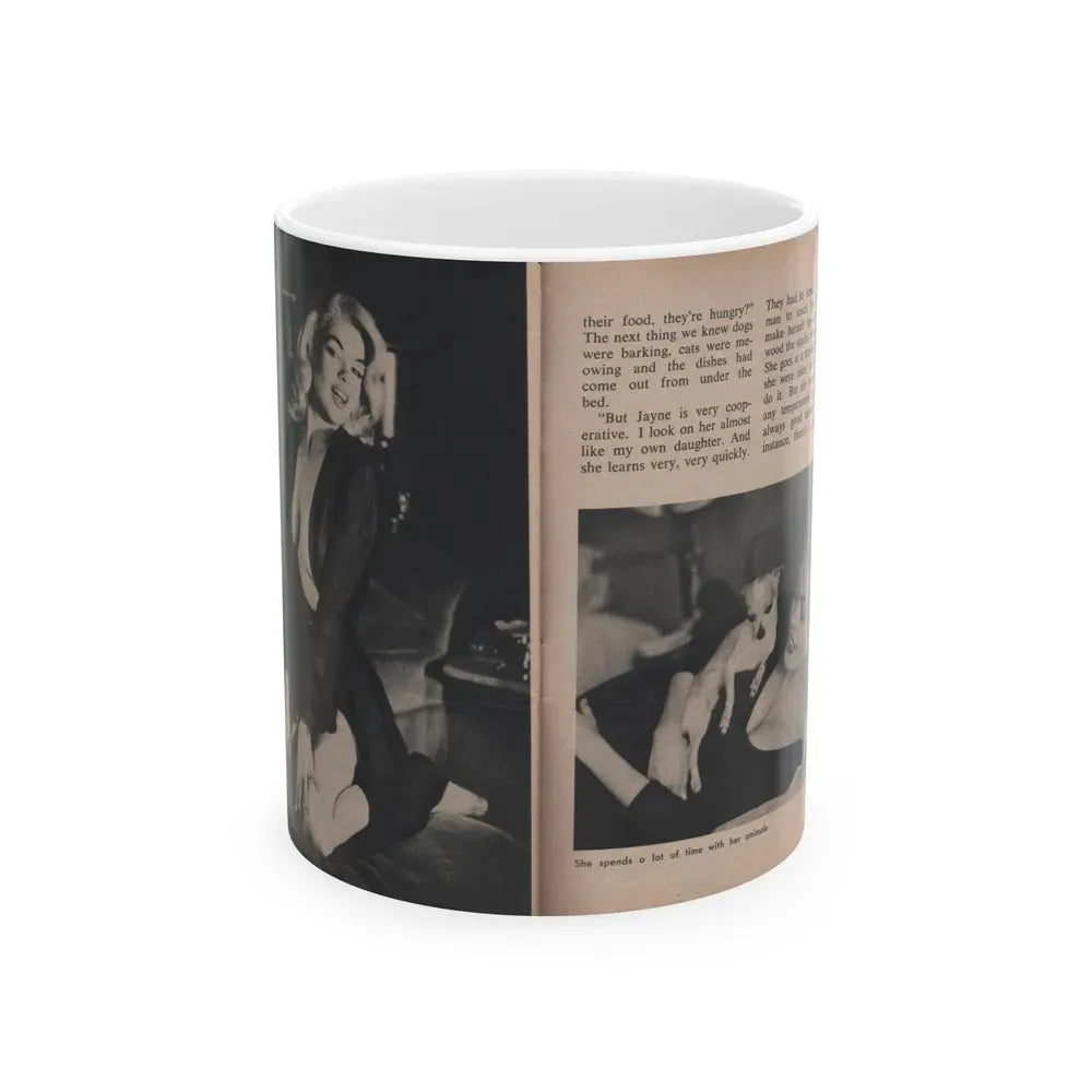 Jayne Mansfield #305 - JAYNE Pocket Magazine Pages 54 & 55 (Vintage Female Icon) White Coffee Mug 11oz - Go Mug Yourself