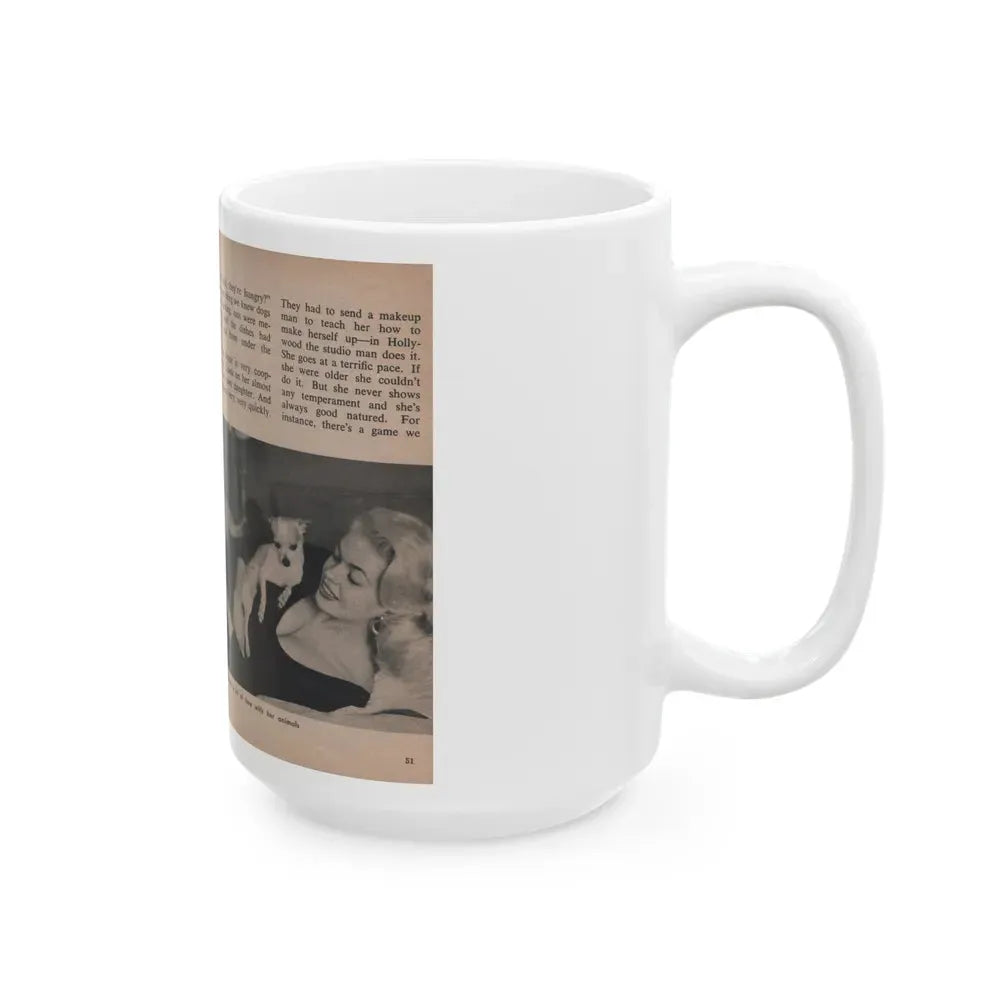 Jayne Mansfield #305 - JAYNE Pocket Magazine Pages 54 & 55 (Vintage Female Icon) White Coffee Mug - Go Mug Yourself